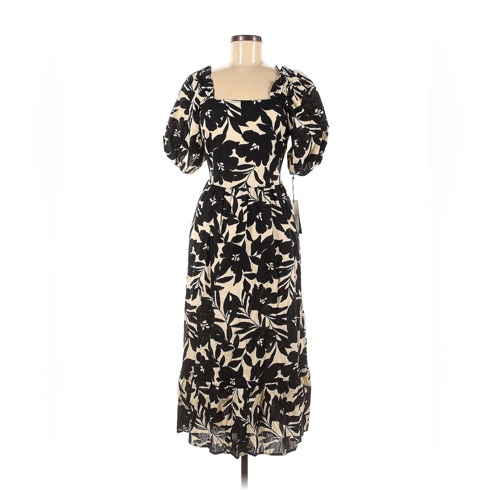 Who What Wear Floral Linen Blend Dress Women's M